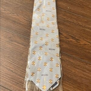 Moschino Silver and Gold Patterned Tie